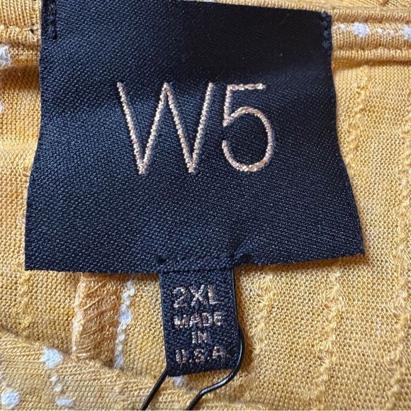 W5 Mustard Yellow Striped Boho Tunic Dress 2X Flowy Bell Sleeves Made in USA - Picture 3 of 4